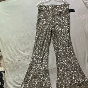 Express Taupe/Silver Sequin Pants